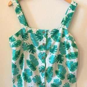 NWT J.Crew Monstera Print Linen Blend Tank Top XL